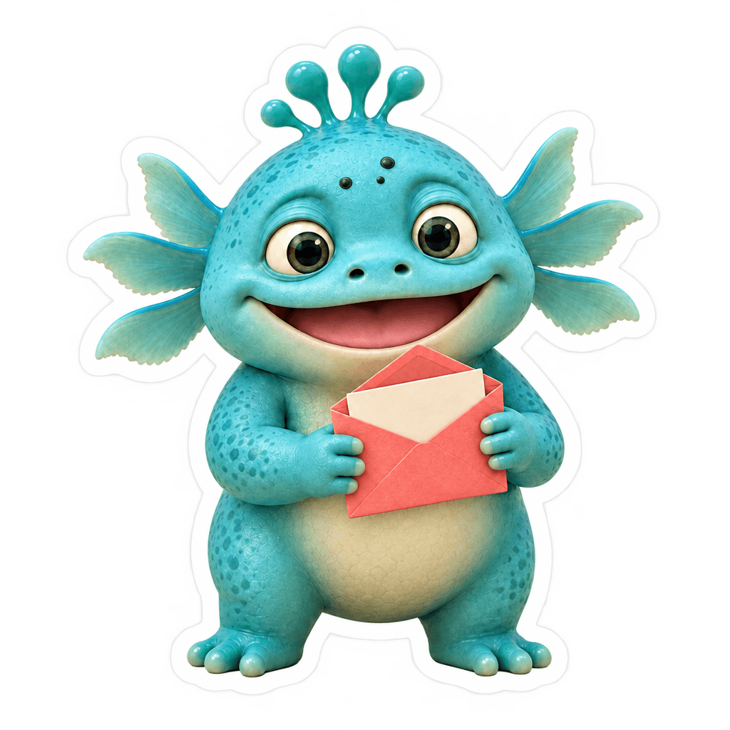 Gubby opening an invitation