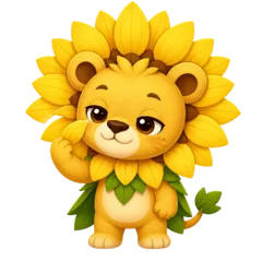 A sunflower lion mascot created from an idea